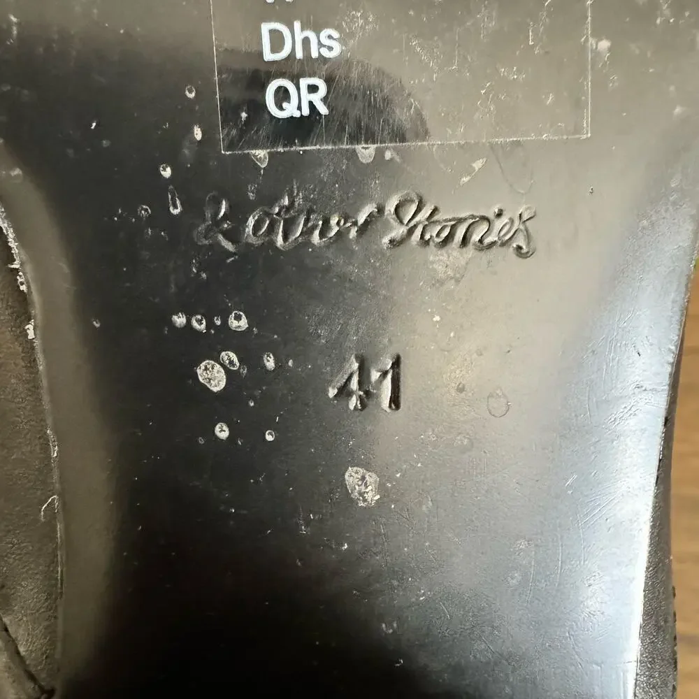 & OTHER STORIES Stud Ankle Boots Leather Black & Gold Size 41